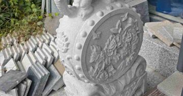 西藏芝麻白抱鼓石 庭院抱鼓石